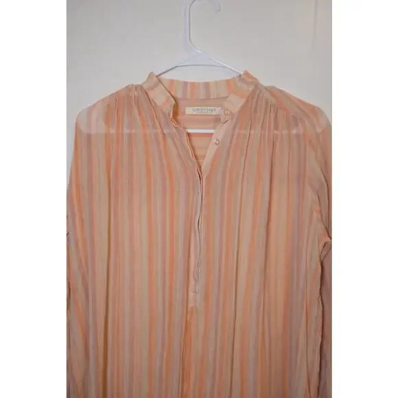 Christy Dawn Riley Maxi Coverup Dress In Salmon Stripe XS Bohemian Beach Gauze - Picture 6 of 16